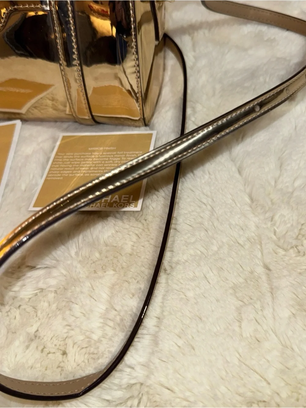 Michael Kors Metallic Gold Dome Satchel Crossbody Bag
